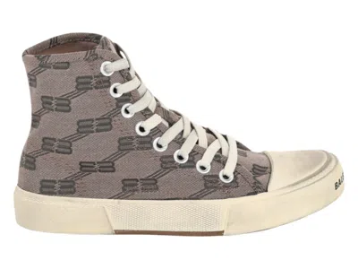 Pre-owned Balenciaga Paris Bb Monogram Hightop (women's) Sneakers In Grey