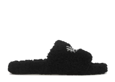 Pre-owned Balenciaga Paris Furry Slide (women's) Sneakers In Black