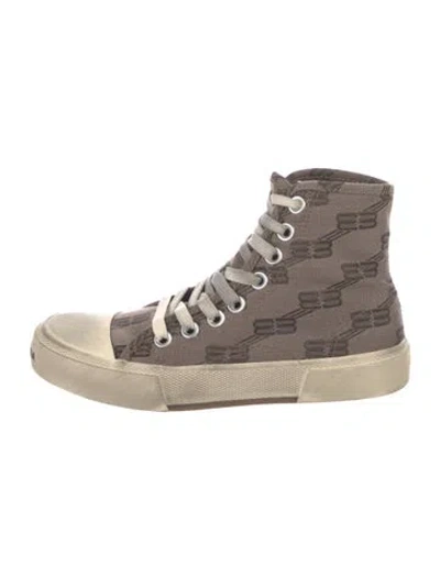 Pre-owned Balenciaga Paris High Bb Monogram Sneakers W/ Tags In Neutral