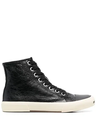 Balenciaga Paris Arena High-top Leather Sneaker In Black
