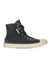 Balenciaga Men's Paris High-top Distressed Canvas Sneakers In Black