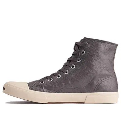 Balenciaga Paris High Top Sneakers 'brown Leather And White Rubber' In Multi