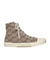 Balenciaga Paris Distressed Logo-embroidered Canvas High-top Sneakers In Nude