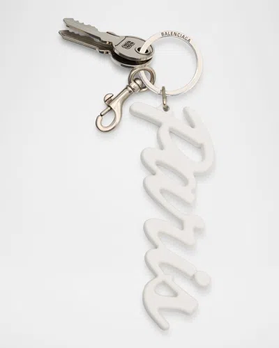 Balenciaga Paris Keyring In White