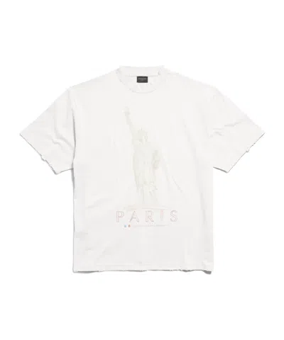 Balenciaga Paris Liberty Cotton T-shirt In White