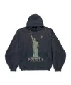 Balenciaga Paris Liberty Distressed Hoodie In Black