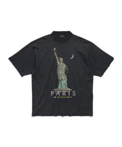 Balenciaga Paris Liberty Distressed T-shirt In Green