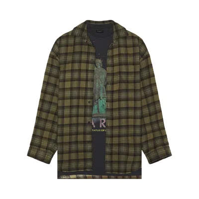 Pre-owned Balenciaga Paris Liberty Layered Shirt Oversized 'dark Green' | Men's Size 2