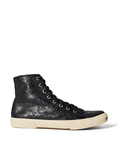 Balenciaga Paris Logo High-top Sneakers In Black
