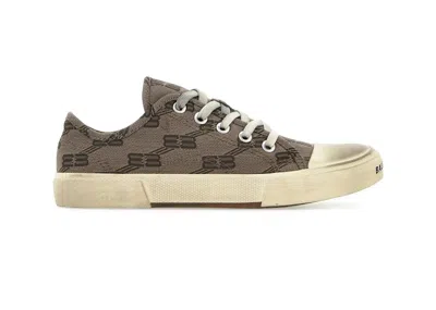 Pre-owned Balenciaga Paris Low Top Bb Monogram (women's) Sneakers In Dark Beige/brown