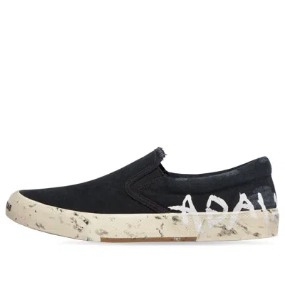 Balenciaga Paris Low Top Slip On Shoes 'washed Black Cotton'