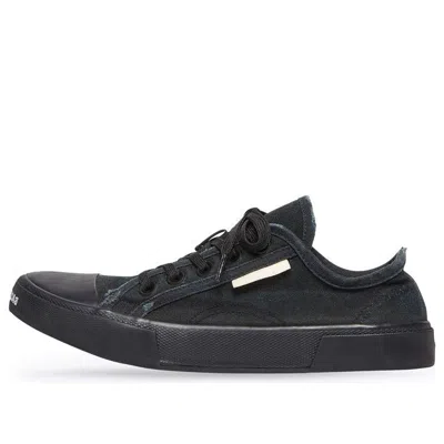 Balenciaga Paris Low Top Sneakers 'black Destroyed Cotton And Black Rubber'