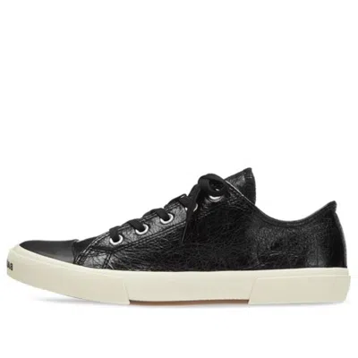 Balenciaga Paris Low Top Sneakers 'black Destroyed Cotton And White Rubber'