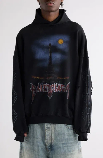 Balenciaga Double Front Paris Moon Long Sleeve T-shirt In Multicolor