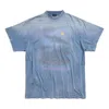 Balenciaga Oversized Paris Moon T-shirt In Blue