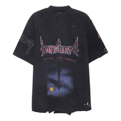 Balenciaga Paris Moon Upside Down T-shirt Oversized 'black Faded'