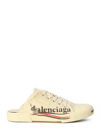Balenciaga Paris Logo织带穆勒鞋 In White