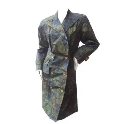 Pre-owned Balenciaga Paris Polished Cotton Floral Trench Coat Size 40 In Black