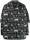 Balenciaga Paris-print Layered-sleeve Jacket In Black