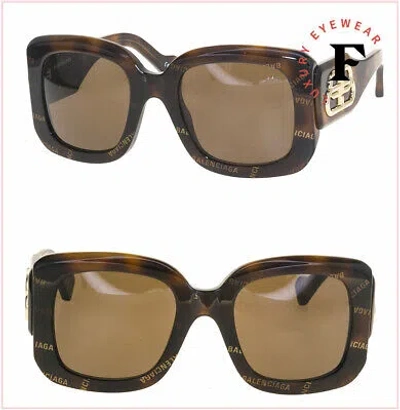 Pre-owned Balenciaga Paris Square 0069 Brown Tortoise Fashion Bb Logo Sunglasses Bb0069s