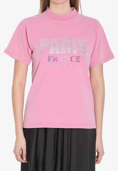 BALENCIAGA PARIS STRASS CREWNECK T-SHIRT