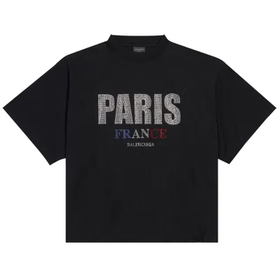 Pre-owned Balenciaga Paris Strass Cropped T-shirt 'black' | Women's Size 2