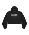 Balenciaga Paris Strass Hoodie Short Hoodie In Black