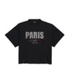 Balenciaga Paris Strass Short T-shirt In Black