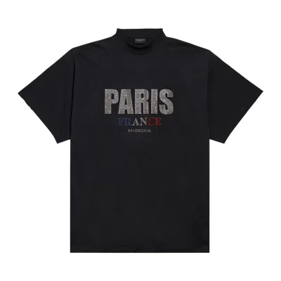 Pre-owned Balenciaga Paris Strass T-shirt 'black' | Women's Size 2