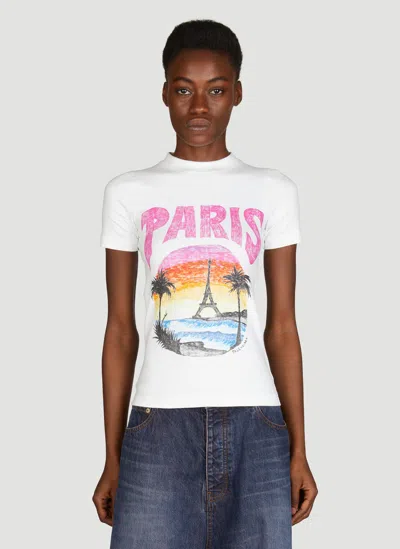 Balenciaga Paris Tropical T-shirt In White