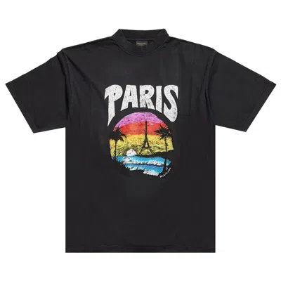Pre-owned Balenciaga Paris Tropical T-shirt 'faded Black/white' | Women's Size Xs