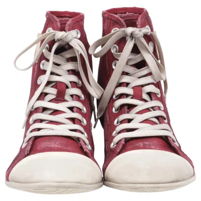 Pre-owned Balenciaga Paris Ultra Thin Sneakers In Burgundy Canvas In Red