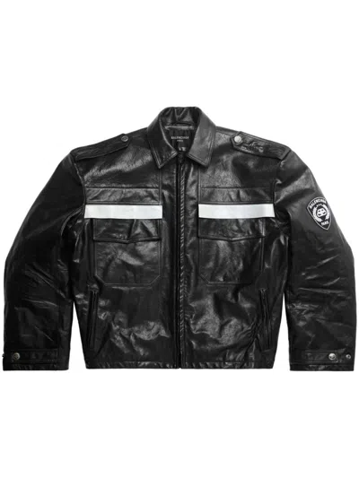 Balenciaga Paris Uniform Lederjacke In 1000 -black