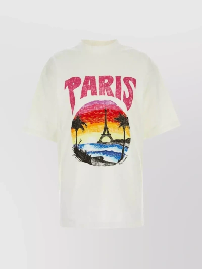 Balenciaga Parisian Print Cotton T-shirt In Multi