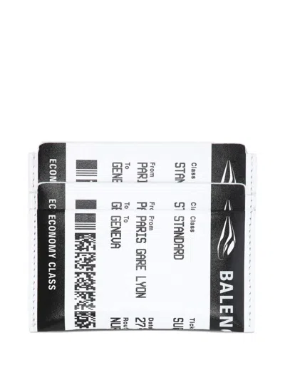 Balenciaga Passport Boarding Leather Cardholder In White