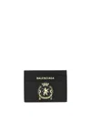 Balenciaga Crest-print Passport Cardholder In Black