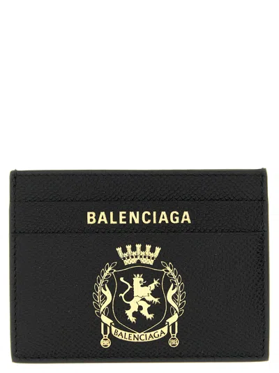 Balenciaga Travel Document Card Holder With Embossed Design In Black