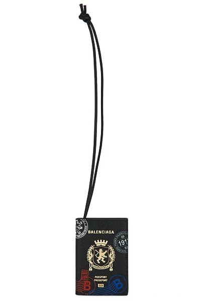 Balenciaga Passport Card Holder Charm In Black