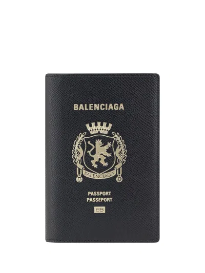 Balenciaga Passport Holder Wallet In Black