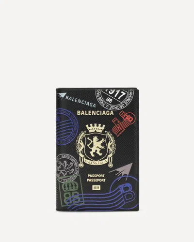 Balenciaga Graphic-print Passport Holder In Black