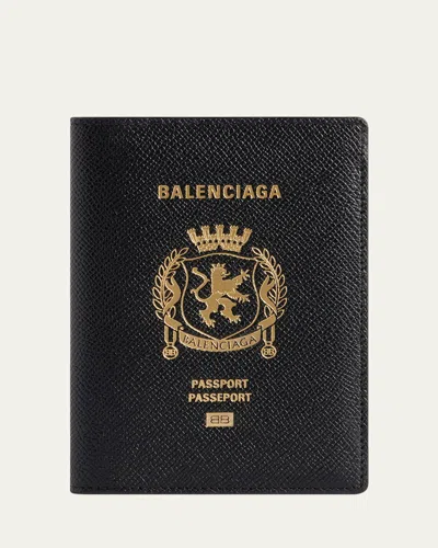 Balenciaga Passport Leather Holder In Black