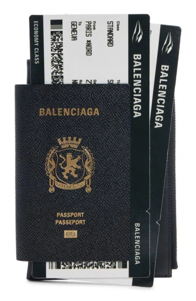 Balenciaga Passport Leather Phone Case In Black