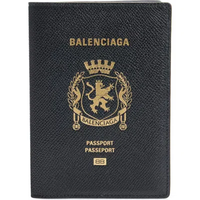 Balenciaga Passport Leather Vertical Bifold Wallet In Black