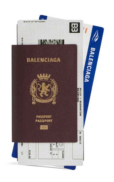 Balenciaga Passport Leather Wallet In Burgundy