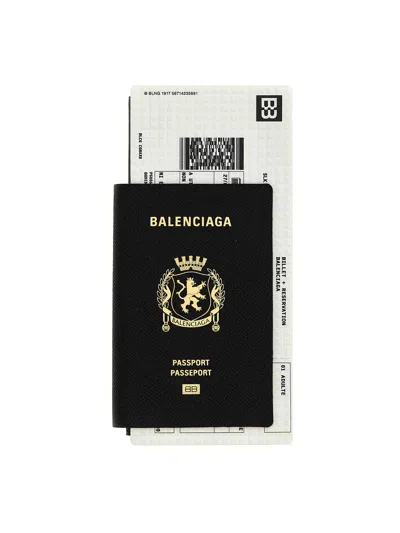 Balenciaga Passport Lungo 1 Biglietto Wallet In Black
