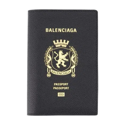 Balenciaga Passport Matte Soft Leather Phone Holder In Black