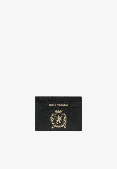 Balenciaga Passport Print Logo Cardholder In Black