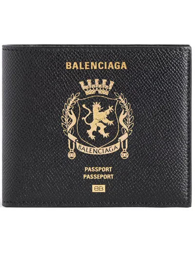 Balenciaga Passport Square Folded Wallet In Black