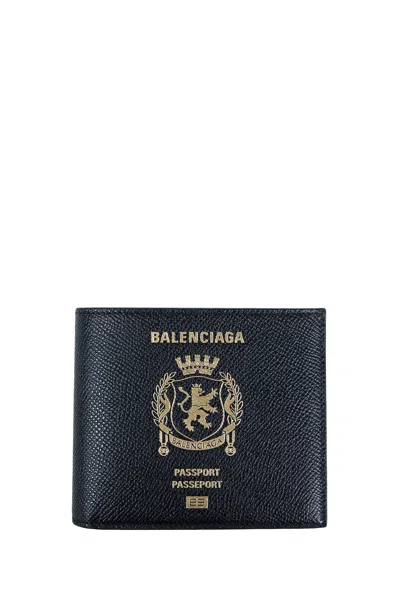 Balenciaga Passport Square Folded Wallet In Black