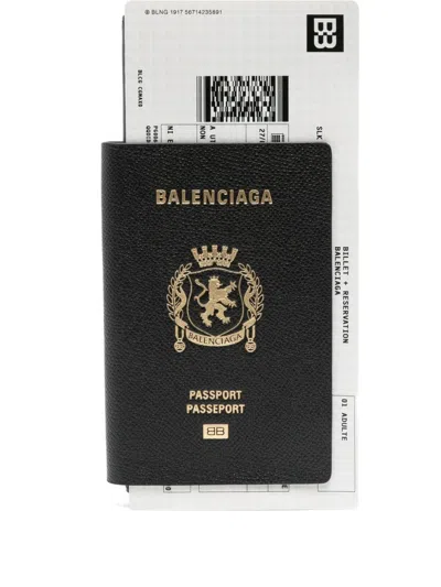 Balenciaga Leather Passport Holder In Black